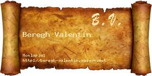 Beregh Valentin névjegykártya